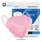 10 Máscaras Respiratórias Kn95 Rosa Wwdoll 5 Camada Anvisa