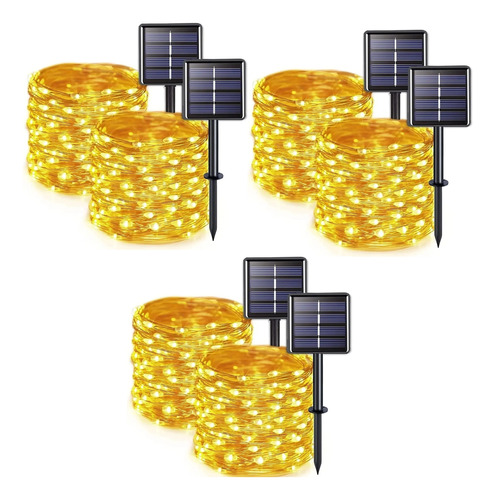 Pack X6 Guirnaldas Solares Luces Hada Navideñas 100 Led 10mt