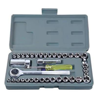 Set 40pzs Juego De Dados Slim Company Matraca Adaptadores Estuche Color Gris Kit Completo | Envío gratis