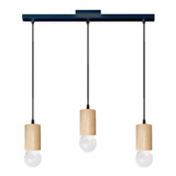 Colgante 3 Luces Madera Nordico + Led E27 Diseño Puraluz