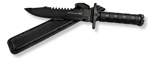 Cuchillo Tactico Monte Militar Negro T Rambo Estuche Rigido