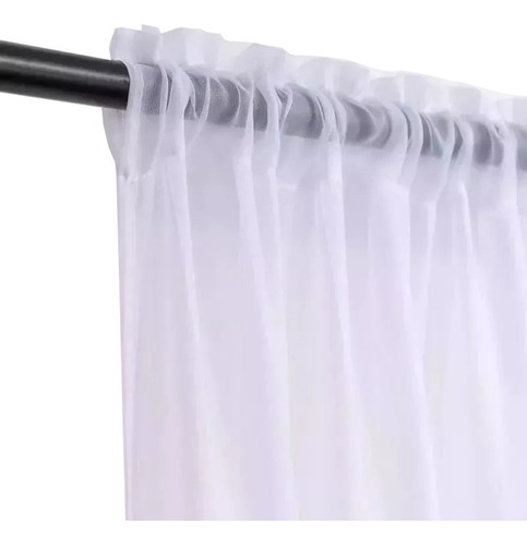 Cortina Velo Liso Pasa Tubo 140x220cm 2 Paño - Blanco