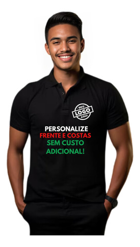 Camisa Polo Unissex Logomarca Sua Empresa Uniforme Algodão