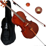 Kit Violoncelo Cello Hofma Hce100 Breu+ Capa+ Arco+ Bolachão