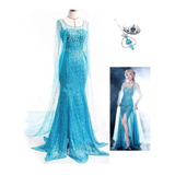 Vestido Frozen Para Adulto, Princesa Elsa, Halloween, 3 Unid