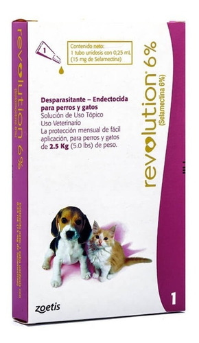 Revolution 6% Pipeta Externa Para Gatos Y Perros De 2.5 Kg