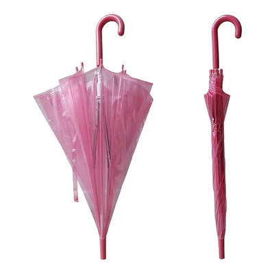 Guarda Chuva Infantil Transparente Rosa: Abertura Automática Rosa