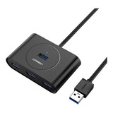 Hub Adaptador Ugreen Usb 3.0 Tipo A Macho 4 Em 1 0,5m Preto