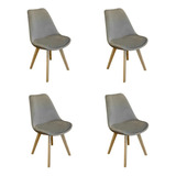 Silla Tulip Tapizada Comedor Cocina Hogar Diseño Pack X4 Estructura De La Silla Gris Patas Natural