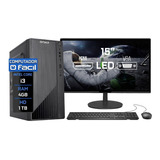 Computador Fácil Completo Intel I3 4gb Hd 1 Tb Monitor 15''