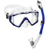 Panoramic Wide View Mask & Dry Snorkel Kit Para Esnórq...