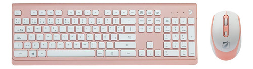 Kit Teclado Y Mouse Green Leaf Rosa