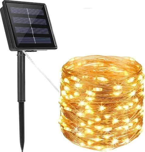 Luces Guirnalda Hada Solar Alambre 200 Led Calido 20 Metros