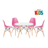 Kit Mesa Eames Infantil E 4 Cadeiras Junior   Brincadoteca Cor Da Tampa Mesa Branco Com Cadeiras Rosa