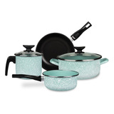 Batería De Cocina Cinsa Granito Jade Menta 6 Piezas