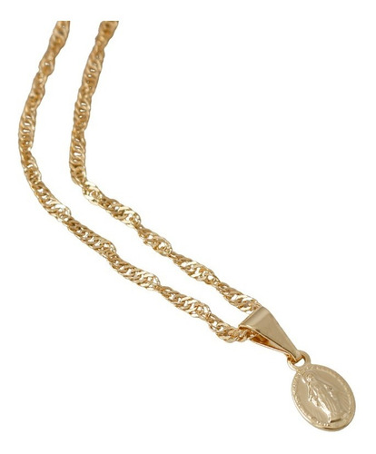 Cadena 45cms+dije Virgen Milagrosa Mini Oro Laminado 18k