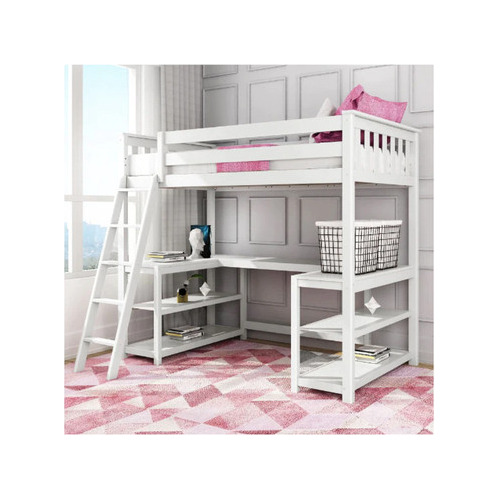 Mueble Cama Litera Blige Barnizado En Blanco Escritorio