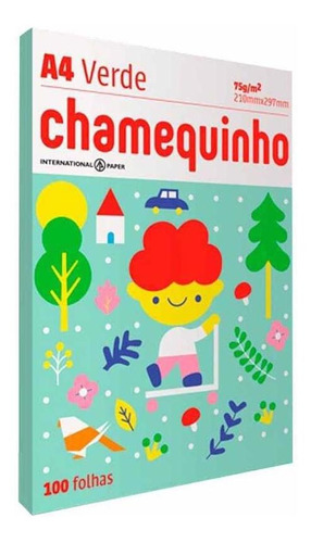 Papel Chamequinho A4 Verde 75g/m2 100 Folhas Chamex