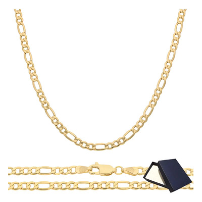 Cadena Oro 14k Kilates Figaro 55cm 4mm Gruesa Oro 14k Cadena Oro Italiano Italy Hombre Mujer Gruesa Oro 14k Tejido Figaro Oro Estuche Regalo Novio Novia Oro Joyería Fina 14 Kilates 14 Quilates | Envío gratis