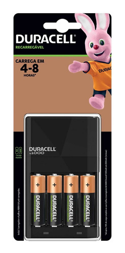 Carregador De Pilhas Duracell Bivolt C/ 4 Pilhas Aa Cef14br4