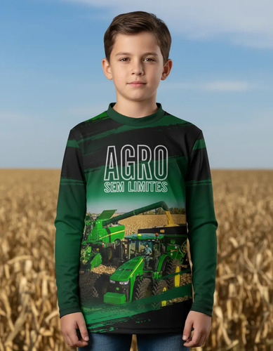 Camisa Camiseta Agro Trator Infantil Juvenil Proteção Uv50+ | Parcelamento sem juros