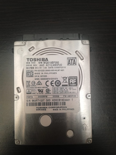 Hdd Toshiba Mq01abf Series Mq01abf050 500gb