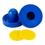 Manoplas Azules Para Mesa De Air Hockey Y Dos Discos Mini