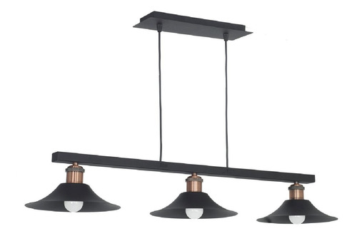 Lamparas Colgantes Cocina Padua 3 Luces E27 Negro