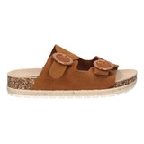 Sandalia Cuero Casual Mujer Pollini G241 Camel