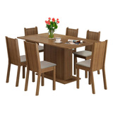 Comedor Madesa Megan Mesa Y 6 Sillas Rustic/sintético Beige