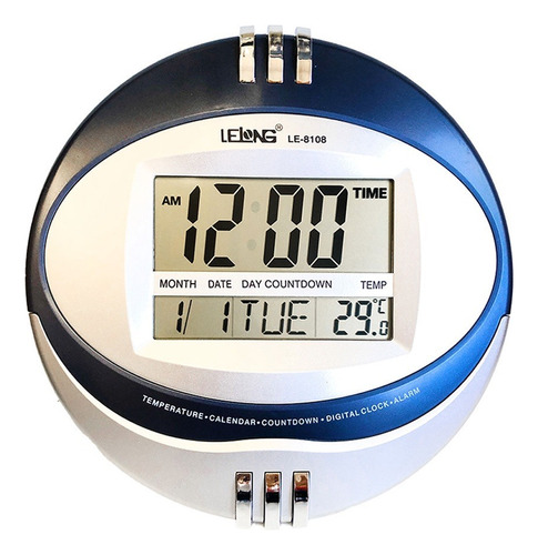 Relógio Mesa E Parede Digital Temperatura Data Le-8108 27cm