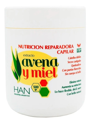 Han Mascara Avena Y Miel Nutricion Baño De Crema X 500 Gr