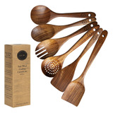 Juego De Utensilios De Cocina Madera De Teca Antiadherente