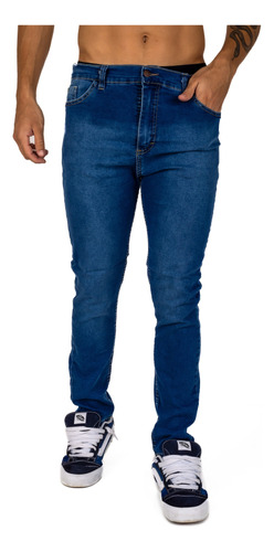 Pantalon Jean Elastizado Recto Azul Talle 40 Al 50