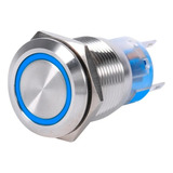 Botão Pulso Start Inox 19mm Led Azul 110v 220v Momentâneo