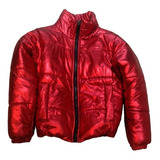 Campera Puffer Metalizada Roja 