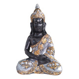Buda Hindu Sidarta Meditação Preto Prata Decoração Sala