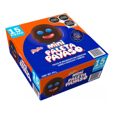 Paleta Payaso Mini Malvavisco Con Chocolate 15pzs De 25g