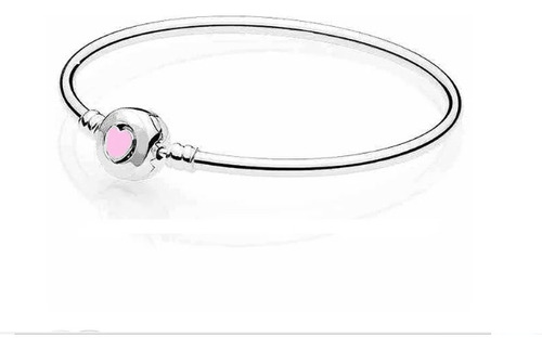 Bracelete Pulseira Rígida Coração Rosa Com Logo