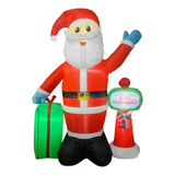 Inflable Navidad Santa Con Regalo Feliz Navidad 2.4m