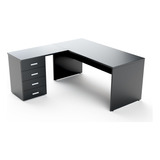 Mesa Escritorio Oficina Pc Melamina Cajonera - Piani 25 140 Color Negro