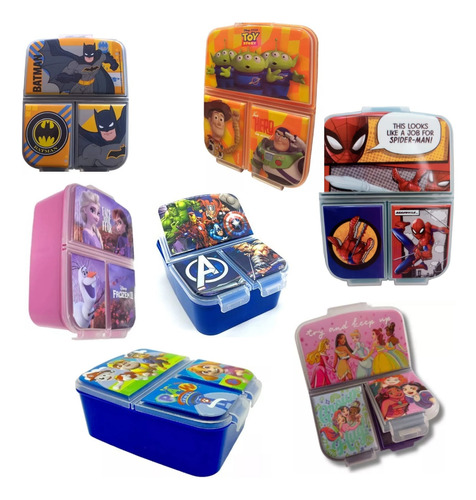 Caja Lunchera Hermetico Divisiones Disney Dc Marvel Pixar