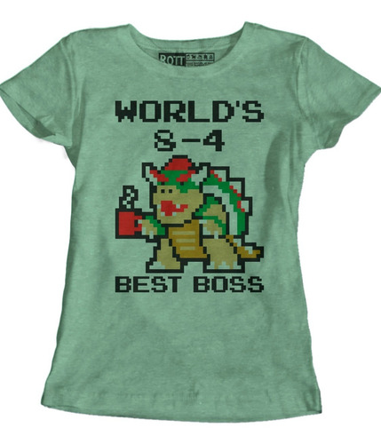 World's Best Boss 8-4 8bit Blusa Dama Verde Rott Wear