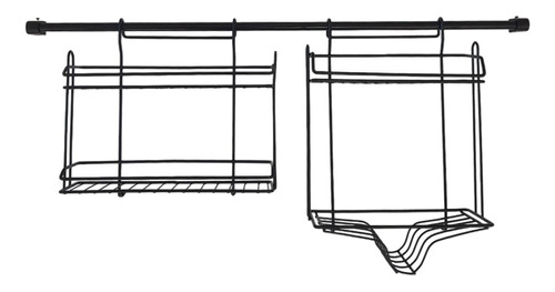 Especiero Doble Secaplatos Simple Barral 90cm Negro