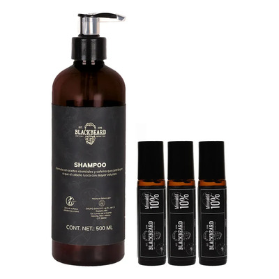 Minoxidil 10% Blackbeard Roll On Y Shampo Anticaída 4 Piezas | Meses sin interés