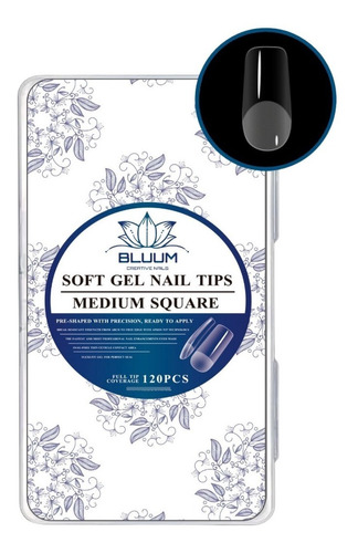 Tips Soft Gel Medium Square 120 Und Con Porosidad Bluum