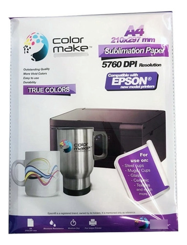 Papel Para Sublimación 100 Hojas A4 True Colors Colormake