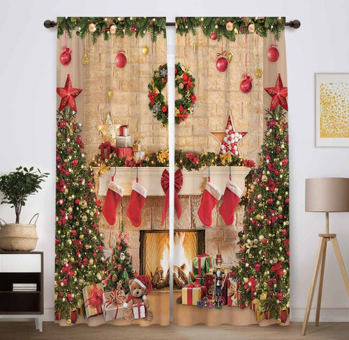 Funnytree Cortinas De Ventana De Chimenea De Navidad Para Ni