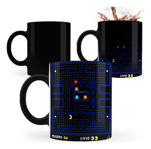 Taza Mágica Geek Retro Juego Pacman Arcade Termosensible