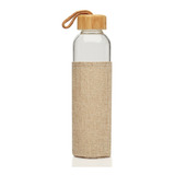 Botella De Vidrio Con Funda De Yute Sintetico Tapa De Bambú